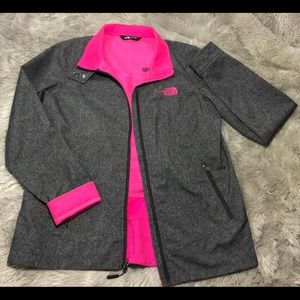 Pink and gray north face jacket